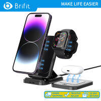 Brifit 3-In-1 Wireless Charger Magnetic Fast Wireless Charging Board Compatible iPhone 14/13/12/11 Pro Max /8/8Plus/X/XS/XR/, for Apple Watch Series and iWatch AirPods 2/Pro