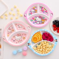 ☌☇⊙ Creative Childrens Baby Eating Three-Grid Dinner Plate Sub-Grid Western Meal Steak Dim Sum Plastic Household Cartoon Cute