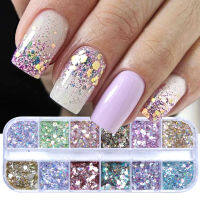 สีรุ้งผสมหกเหลี่ยมเล็บ Glitter เลื่อม Holo Flakes เล็บผงเจลโปแลนด์ Paillette อุปกรณ์แต่งเล็บ LADJ01-12-2-Gamekj