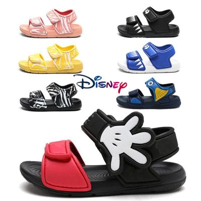 Disney Mickey Mouse New 2023 Summer Plastic Baby Soft Bottom Sandals Boys and Girls Beach Shoes Striped Color Size 22-31