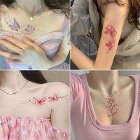 4pc Sexy Butterfly Rose Tattoo Sticker Waterproof Collarbone English Pink Sweet Girl Art Fake Temporary Lasting Tattoo Tatuajes Stickers