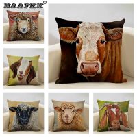 hot！【DT】◇▧  Cushion Cover Cattle and Sheep Bedroom Sofa In The Ranch Fashion 45x45cm Car Accessories