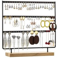 【LZ】┅♧  24/44/66 buracos suporte de jóias display organizador brincos pingentes pulseiras titular jóias com base de madeira brincos rack armazenamento