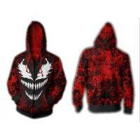 New popular movie venom 3 D Printed Hoodies Men Women Hooded Sweatshirts hip hop Zipper Pocket Jackets