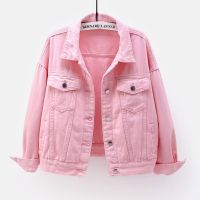 HOT!☞۞✷ lmx529 womens plus size denim jacket loose casual solid color coat top