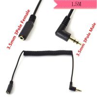 3.5mm Male To Female Jack 3 Pole 90 Degree Plug Extension Aux Audio Coiled Spiral Cable 5ft/1.5m Cables