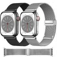 ☞○ สายรัดแม่เหล็ก Milanese สำหรับ Apple Watch Band 45mm 41mm 44mm 40mm 42mm 38mm สร้อยข้อมือโลหะ iWatch 8 7 6 5 4 3 SE2 Ultra 49mm เข็มขัด