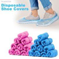 ﹊☑ 100pcs/Pack Waterproof Rain Shoes Boot Covers Plastic Disposable Overshoes Pink Blue Shoes Cover Camping and Hiking Accessories