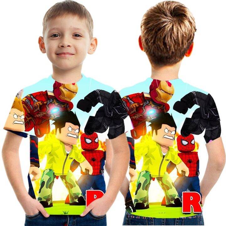 Boys Girls Kids Roblox Cartoon Anime 3d Printing Short Sleeved New