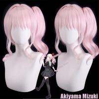 โครงการวิก Akiyama Mizuki Sekai สีสันสดใสไฟคอสเพลย์เวทีวิกผมหยักสีชมพูงานคาร์นิวัลฮาโลวีนคอสเพลย์น่ารักโลลิต้าวิกผมคอสเพลย์