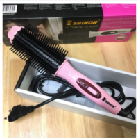 SHINON หวีรีดผมตรง ม้วนผมแกนครึ่ง 2in1 SH-8032 สีชมพู