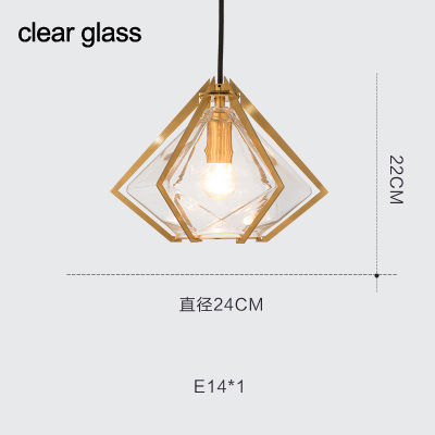 Diamond glass geometric pendant lights dinning room White green glass modern pendant lamp led scandinavian Suspension lamp