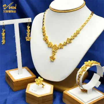 Gold necklace and on sale earring set price