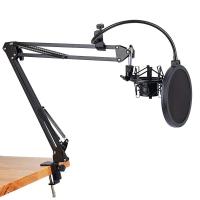 NB-35 Microphone Scissor Arm Stand and Table Mounting Clamp&amp;NW Filter Windscreen Shield &amp; Metal Mount Kit