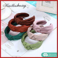 Haimeikang เกาหลีสีทึบผูกปมแถบคาดศีรษะกว้างผู้หญิงแฟชั่น Retro Cross Hair Band อุปกรณ์เสริมผม