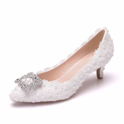 5 cm pointed little single shoes with documentary side buckle shoes lace diamond beads of pointy shoes big yards