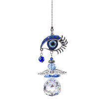 แขวนคริสตัล Angel Suncatcher Blue Evil Eye Protection และโชคดี Charm โคมระย้าโคมไฟจี้ (12.5in)