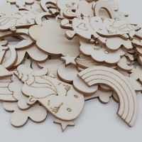 【YF】♗◇☾  30pcs Mixed Embellishments Cartoon Carvings Pieces Wood Ornament for