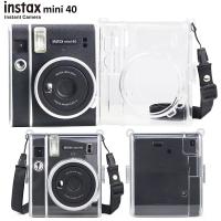 เคสกล้องสำหรับ Fujifilm Instax Mini 40 Instax ฟิล์มป้องกันกล้องกระเป๋าหนัง PU ใสอุปกรณ์สวมครอบพร้อมสายคล้องไหล่กระเป๋ากล้อง