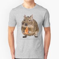 Degu รักกินพิซซ่าเสื้อยืดคอกลมสำหรับผู้ชายผ้าฝ้ายบริสุทธิ์ Degue Degoe Degus พิซซ่าอาหารกินรักหิว