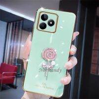 เคสแฟชั่นสไตล์สำหรับผู้หญิงสำหรับ Realme C53 C55 NFC 10T 5G 2023เคสมือถือลูกกวาดสีสวยใหม่พร้อมการเจาะแฟลชที่สร้างสรรค์เคสป้องกันการกระแทกอมยิ้มเคสซิลิโคนนิ่ม