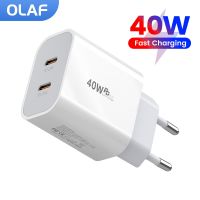 Olaf 40W USB C Charger,ที่ชาร์จเร็ว QC 3.0 Dual PD ชนิด C อะแดปเตอร์ที่ชาร์จความเร็วสูงเหมาะสำหรับ Xiaomi เหมาะสำหรับ Samsung ที่เหมาะกับโทรศัพท์ Huawei