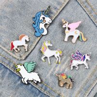 Fashion Enamel Pins Unicorn Sika Brooches for Children Colorful Shirt Denim Jacket Jewelry Badges Gifts