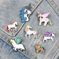 【DT】hot！ Fashion Enamel Pins Unicorn Sika Brooches for Children Colorful Shirt Denim Jacket Jewelry Badges Gifts