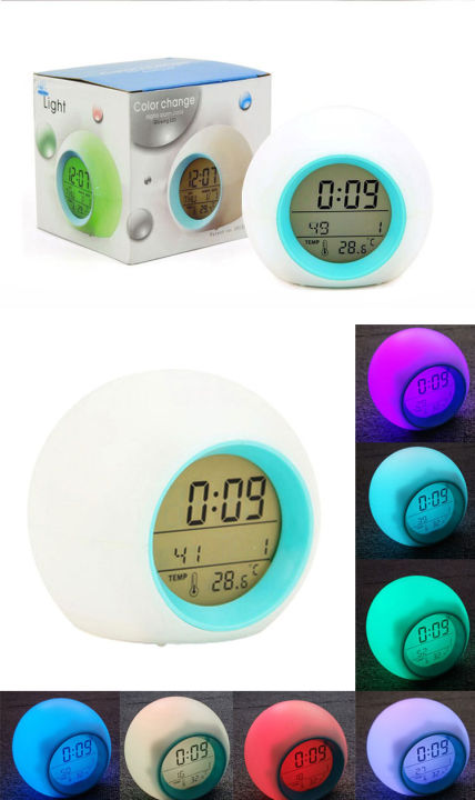 สร้างสรรค์-led-สีเปลี่ยนรอบนาฬิกานักเรียนเด็กเงียบ-spy-นาฬิกาปลุกอิเล็กทรอนิกส์ที่มีอุณหภูมิไฟกลางคืน-uo69