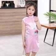 PROTRU Trẻ em Ngọt Qipao Con công Các cô gái Không tay Quần áo mùa hè