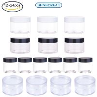 Benecreat 12 24Pcs 20-120ml Cosmetic packaging small box Plastic Bead Containers Round Small Jewelry Bead Storage Box Clear