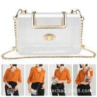 [COD] In Ladies Transparent Clutch Messenger Shoulder Detachable Gold Chain NFL Stadium Approved