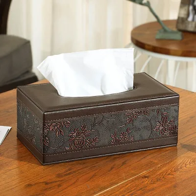MUJI High-end Leather tissue box paper storage box coffee table living room car home simple creative cute Nordic custom  Original