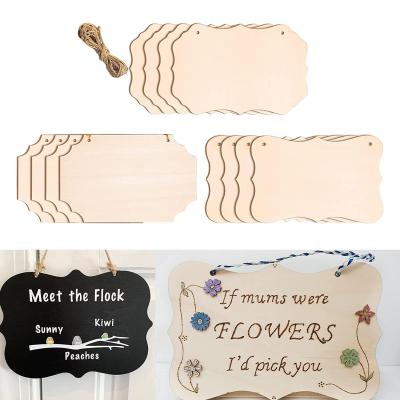 12x Unfinished Blank Signs DIY (Beige) Supplies Wooden Plaque Decorative Hanging Rectangle for Christmas Craft Crafts Writing Artificial Flowers  Plan