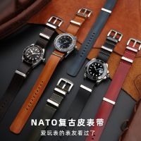 （A New Well Sell ） For Omega seiko Rolex water ghost Oil wax Genuine leather watchband NATO ZULU cowhide Strap with steel rings 18mm 20mm 22mm 24mm