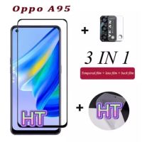 3in1 Oppo A95 4G / Oppo A95 5G ฟิล์มเลนส์กล้อง + ฟิล์มกระจกเต็มจอ+ ฟิล์มหลัง ฟิล์มกันกระแทกขอบดำ