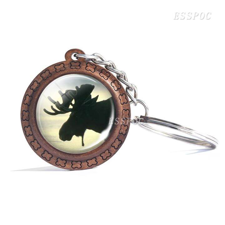 yf-deer-wooden-keychain-glass-cabochon-jewelry-women-men-vintage-animal-pendant-black-and-white-elk-key-chain-christmas-gifts