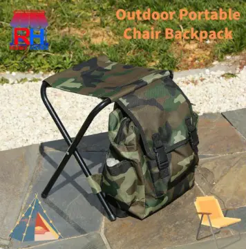 2 in 1 Folding Fishing Chair Bag Fishing Backpack Chairs Stool