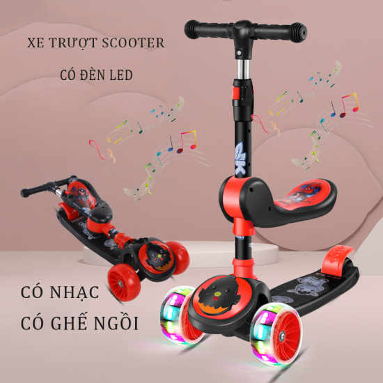 Xe trượt scooter cao cấp, xe có ghế ngồi, nhạc và đèn led - ảnh sản phẩm 4