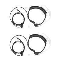 2pcs 3.5mm Plug Tactical-Throat Microphone Earphone Covert Adjustable Covert Air Tube Headset with Throat Mic