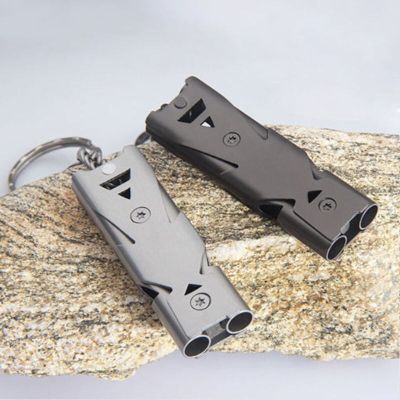 Stainless Steel Double-frequency Emergency Survival Whistle Outdoor Tool Keychain High-frequency Lifesaving Whistle Wholesale Survival kits