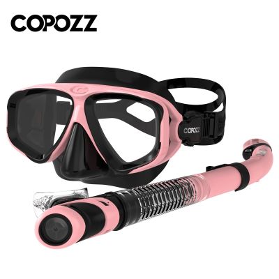 COPOZZ Set Alat Selam ดำน้ำ2023ป้องกันหมอกพร้อมท่อแว่นตาดำน้ำสายรัดปรับได้สำหรับว่ายน้ำผู้หญิงผู้ชาย