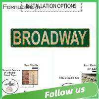 FOXNUTANUJH สีเขียวอ่อน ลาย broadway Street Sign แผ่นเหล็กชุบดีบุก การตกแต่งผนัง ภาพวาดดีบุกตกแต่งบ้าน เรโทร 164นิ้วค่ะ ภาพวาดติดผนังย้อนยุคทำจากดีบุก บาร์บาร์บาร์