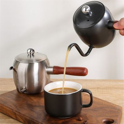 Pour Over Coffee Kettle 500ml Coffee Pot Ergonomic Anti-Scalding Wooden Handle Vertical Water Flow Gooseneck Coffee Kettle