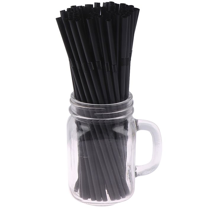 หลอดดื่มชิ้น210มม-สีดำสีขาวยืดหยุ่นได้อุปกรณ์งานเลี้ยงแต่งงานหลอดดื่มพลาสติกอุปกรณ์ครัว