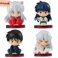 AMEAH คริสต์มาสคอลเลกชัน4ชิ้น/ล็อต4.5ซม. โมเดลของเล่นของขวัญตุ๊กตา Inuyasha ท่านั่ง Sesshoumaru ตุ๊กตาขยับแขนขาได้