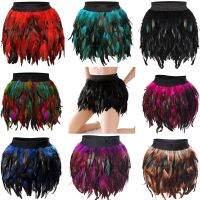 【CW】 Multicolor Feather Skirt Elastic Waist Street Busty Clothing Goth