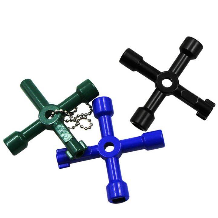 สินค้าขายดีมัลติฟังก์ชั่4วิธี-universal-triangle-wrench-cross-key-ช่างประปา-keys-triangle