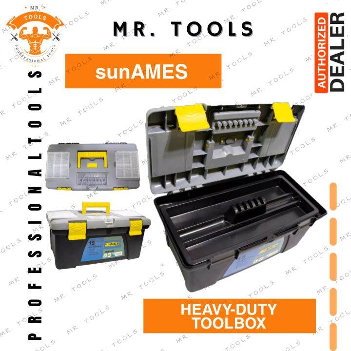 SunAMES Plastic Tool Box, Portable Tool Box Plastic Toolbox with