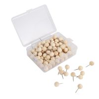 130Pcs Round Wood Decorative Push Pins  Wood Head And Steel Needle Point Thumb Tacks For Photos  Maps And Cork Boards Clips Pins Tacks